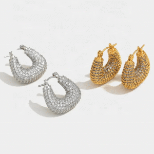 Geometric Zircon Hoop Earrings