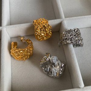 Irregular Sculptural 18K Gold Stud Earrings