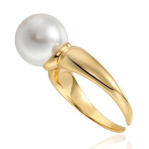 Pearl Wedding Band Open Adjustable Ring