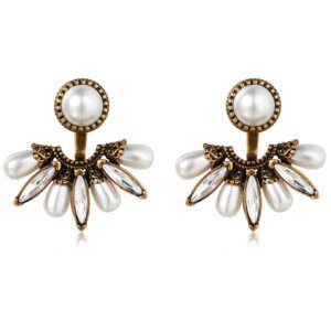 Vintage Antique Copper Pearl Stud Earrings