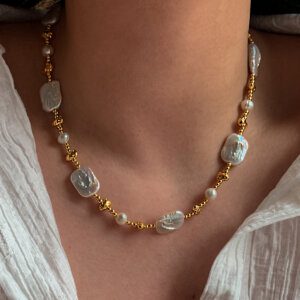 Baroque Pearl 18K Gold Beaded Necklace