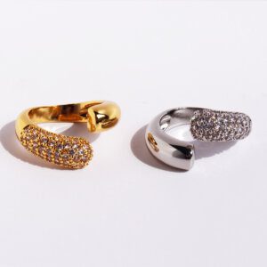 Dome Zircon Paved 18K Gold Cocktail Ring