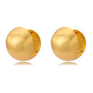 Brushed Matte 18K Gold Ball Stud Earrings