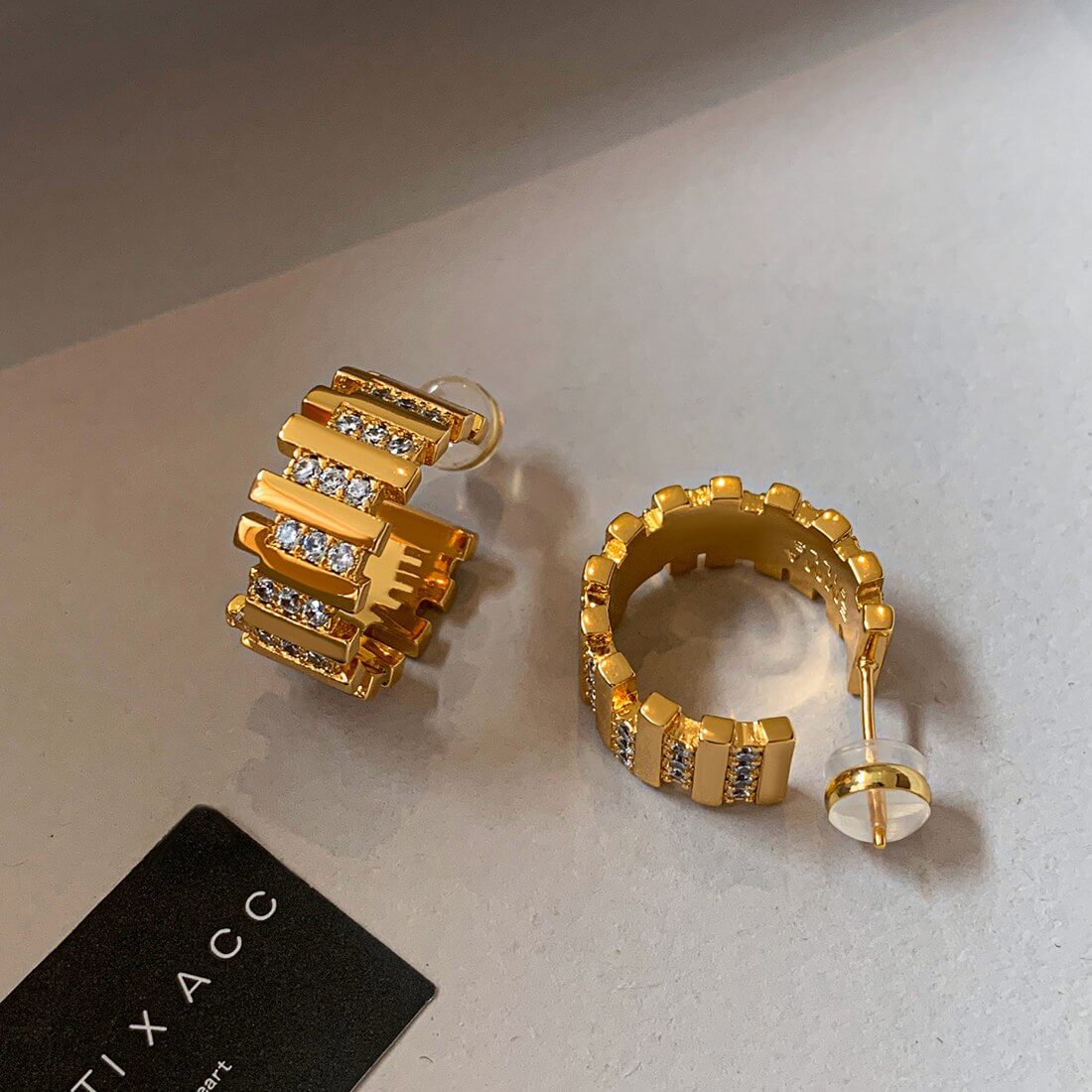 Sparkle Panel Hoop Earrings E005 — main photo