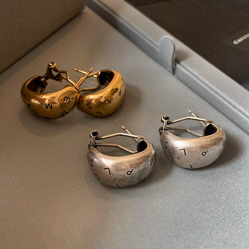 Sculptural Letter Hoop Earrings E010 — main photo