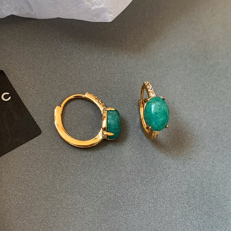 Turquoise-Tone Tassel Earrings E012 — detail 2
