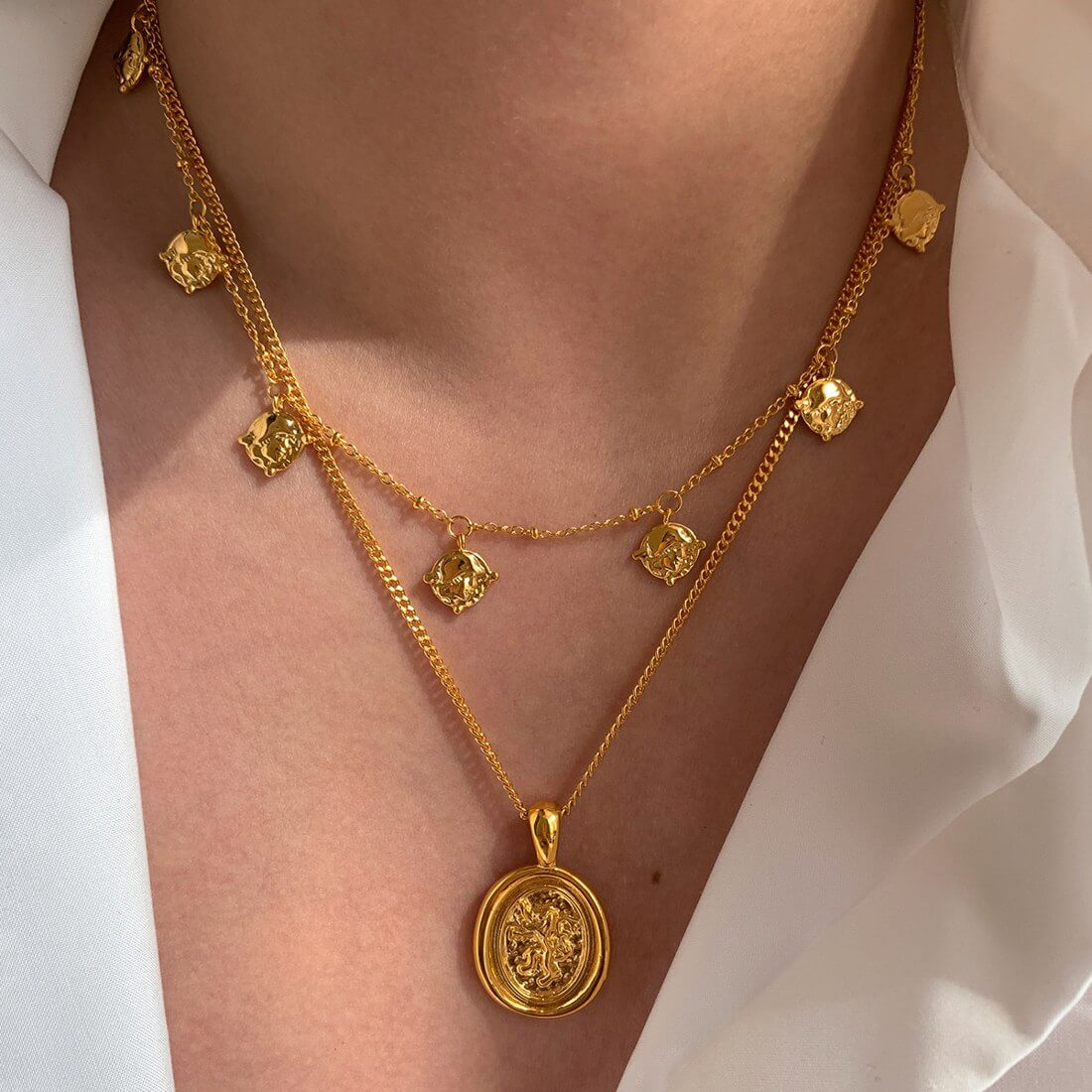 Layered Coin Pendant Necklace N001 — detail 2