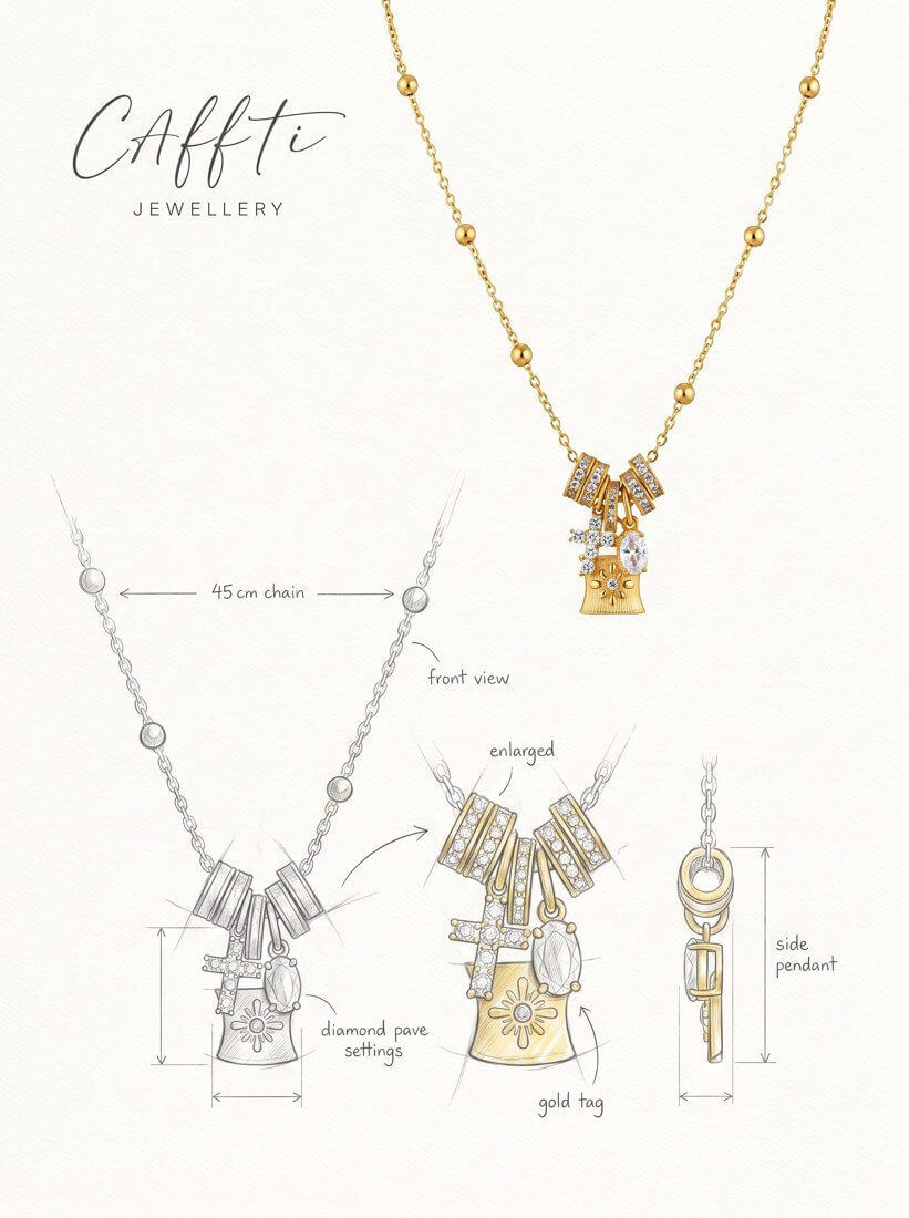 Detachable Charm Pendant Necklace N003 — detail 1
