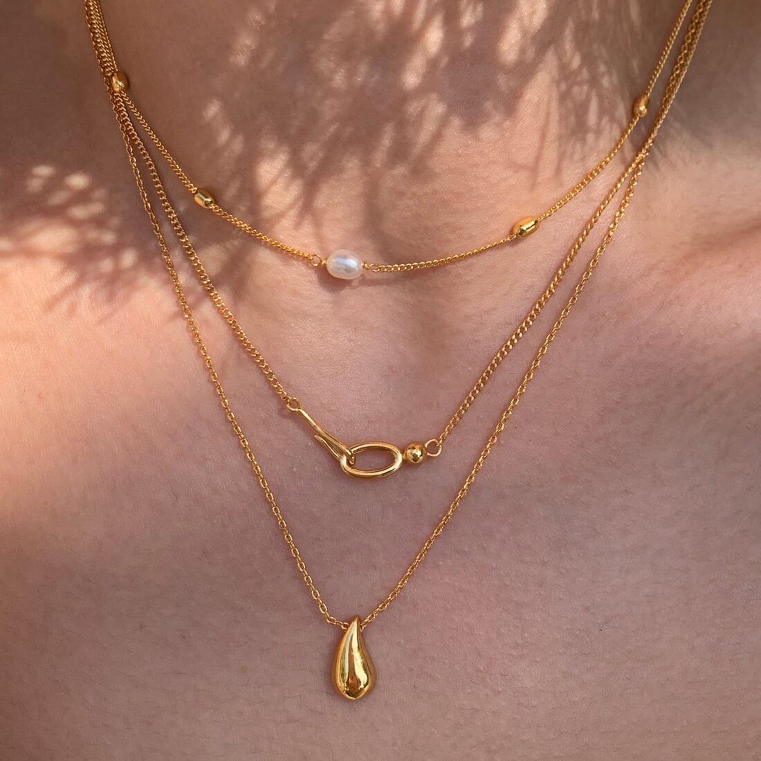 Layered Teardrop Pendant Necklace N005 — main photo