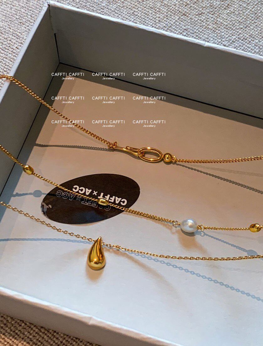 Layered Teardrop Pendant Necklace N005 — detail 1
