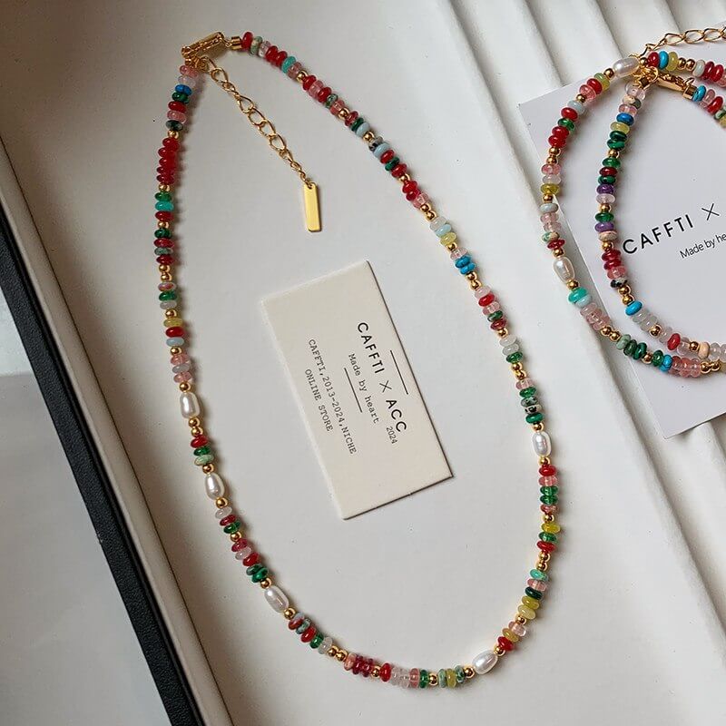 Colourful Bead & Pearl Necklace N006 — main photo