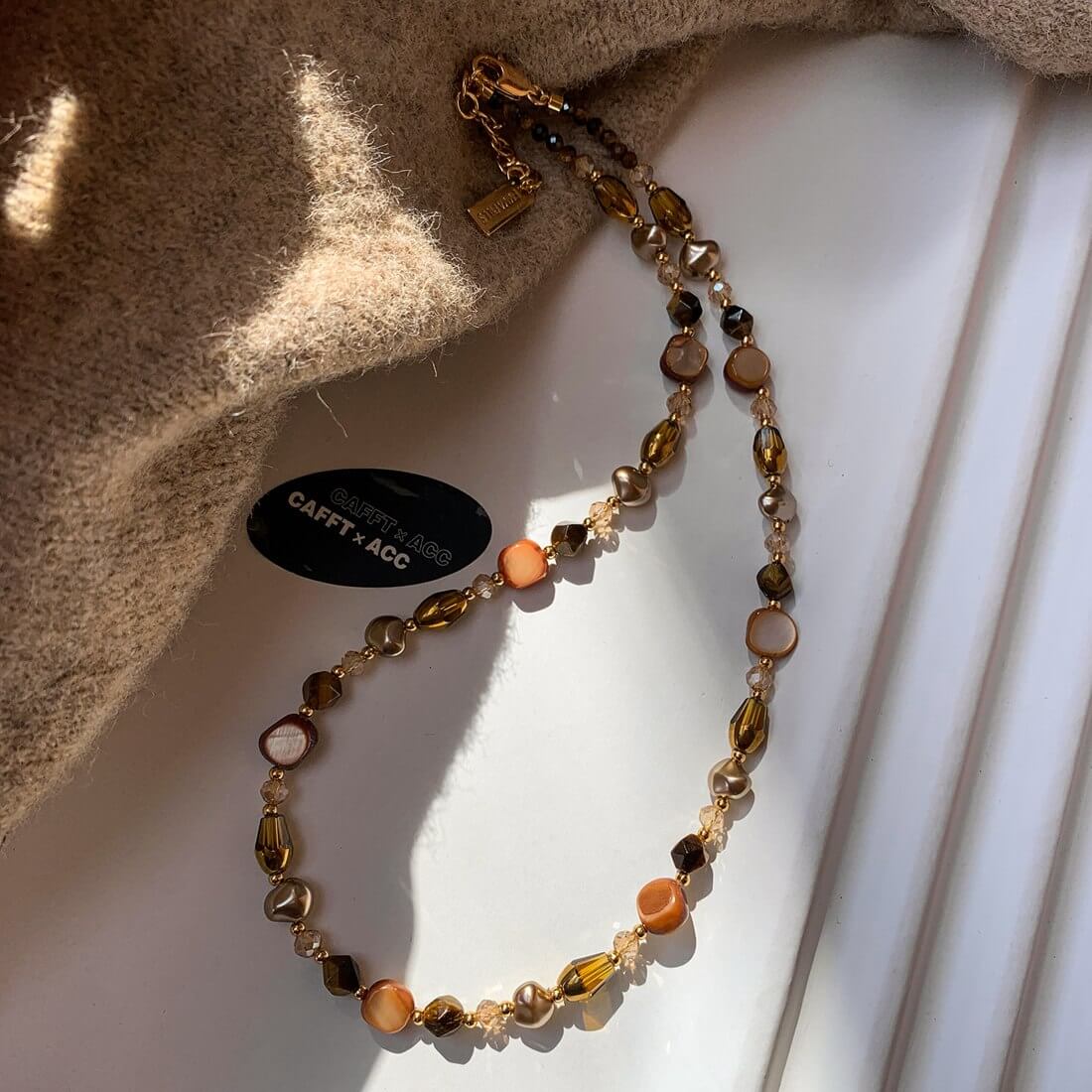 Warm-Tone Beaded Necklace N008 — detail 1