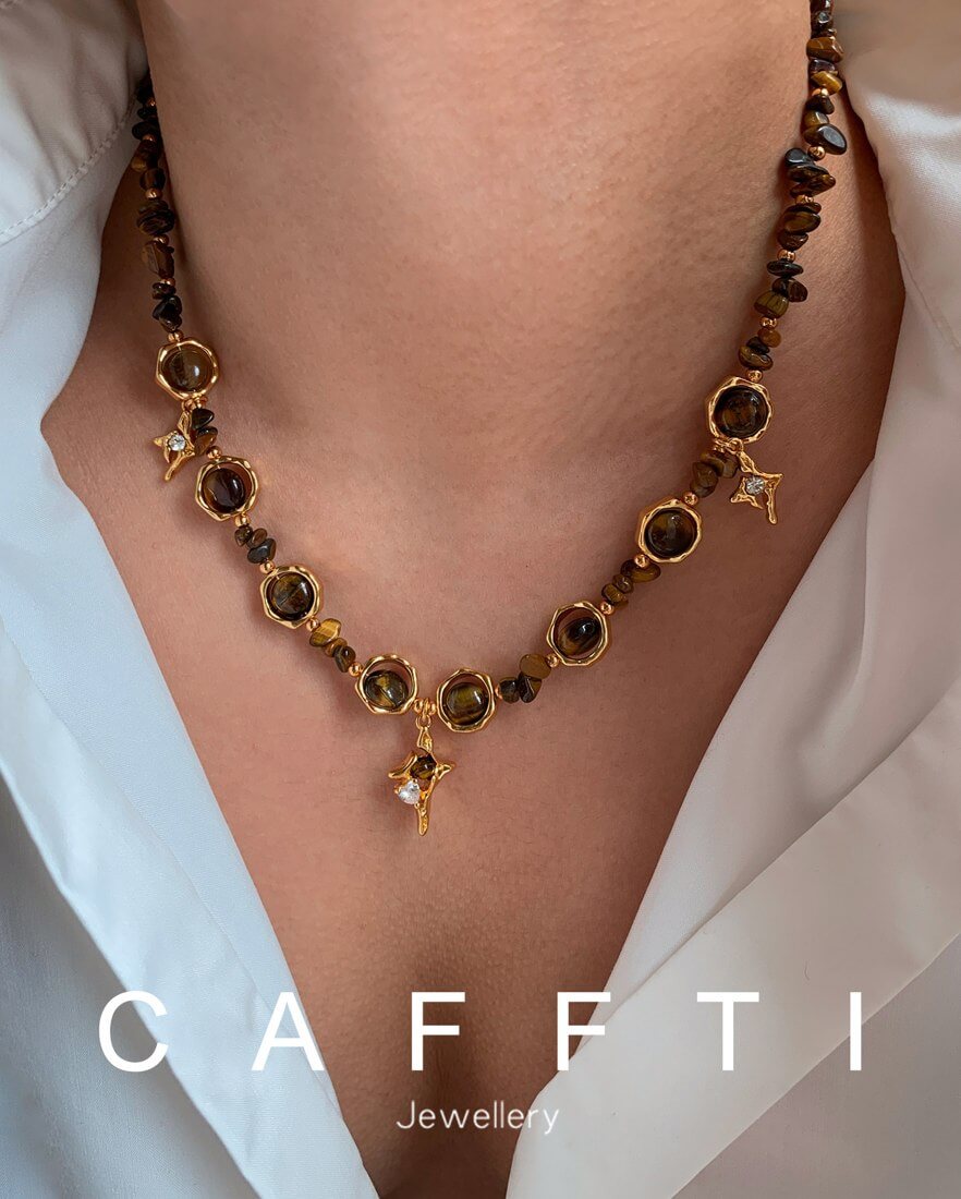 Oval Stone Pendant Necklace N009 — detail 2