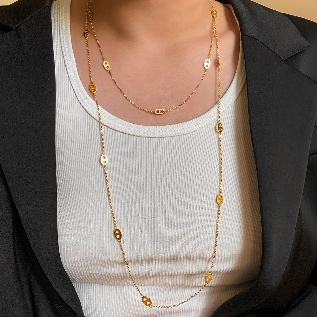 Long Link Layering Necklace N010 — main photo