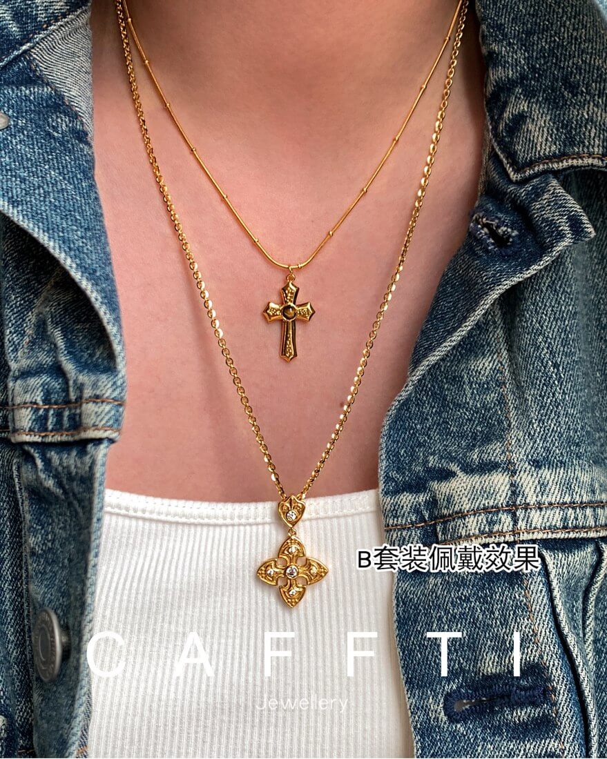 Sparkle Cross Pendant Necklace N011 — detail 1
