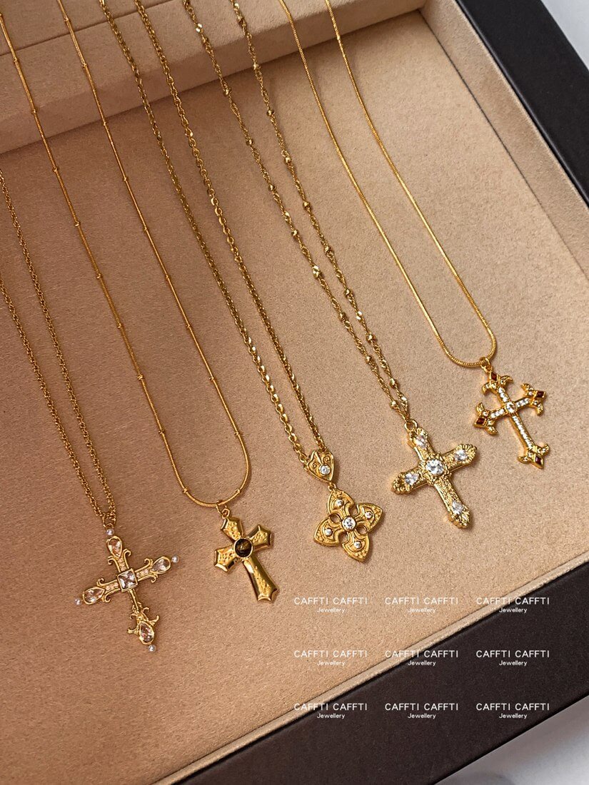 Sparkle Cross Pendant Necklace N011 — detail 2