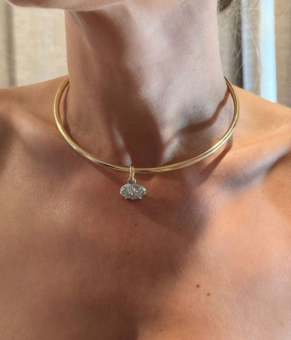 Minimal Stone Pendant Collar N012 — detail 1