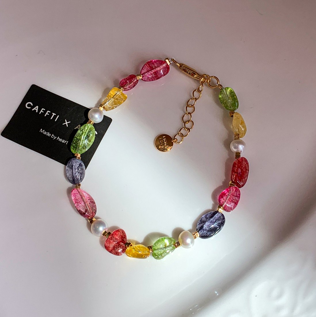 Colourful Bead & Pearl Bracelet B005 — main photo