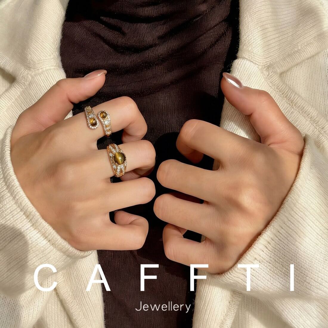 Sculptural Open Stone Ring R002 — detail 1