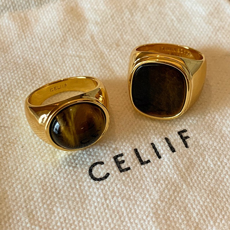 Rounded Stone Statement Ring R007 — detail 1