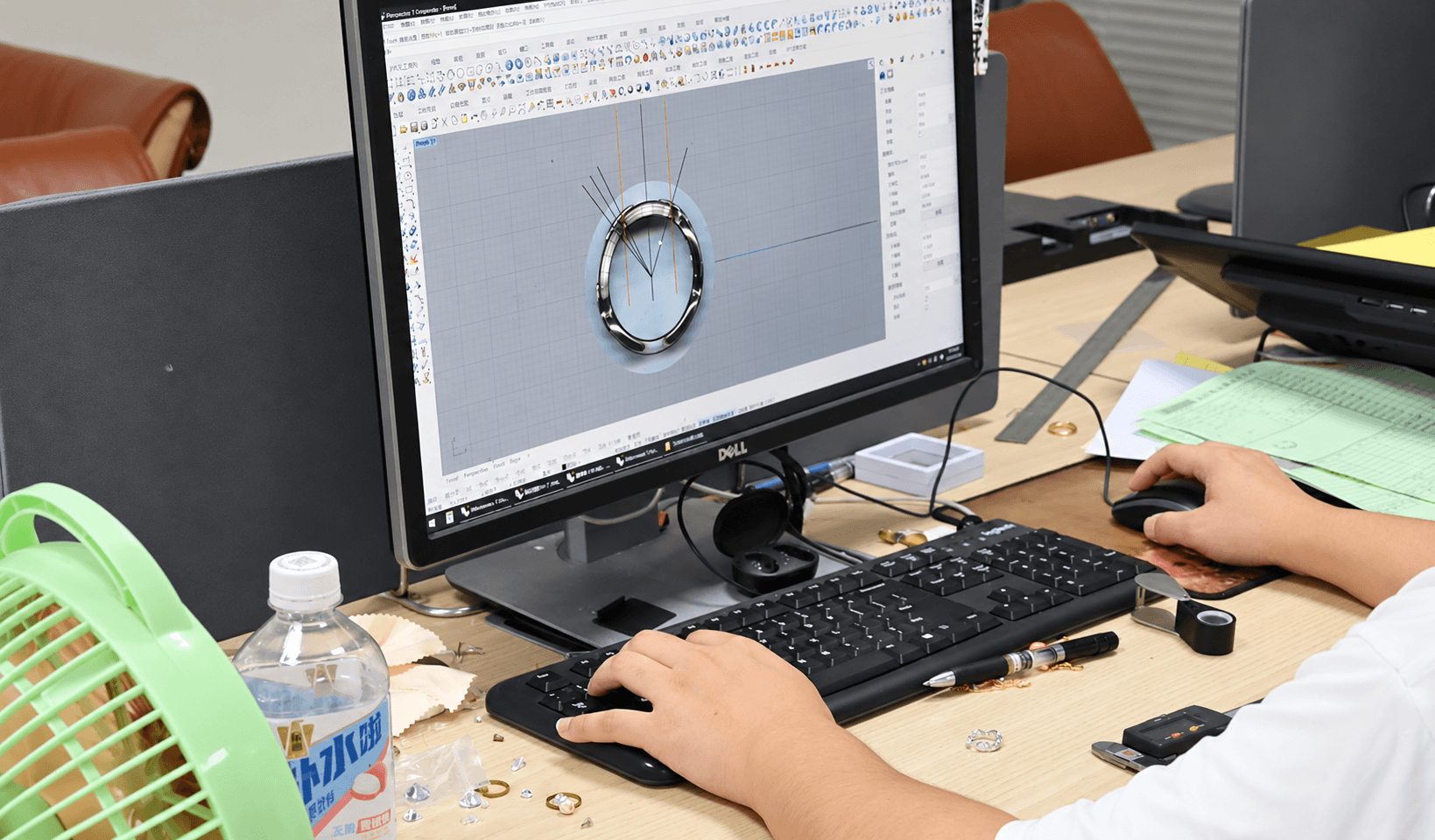 Jewelry CAD design on a computer screen